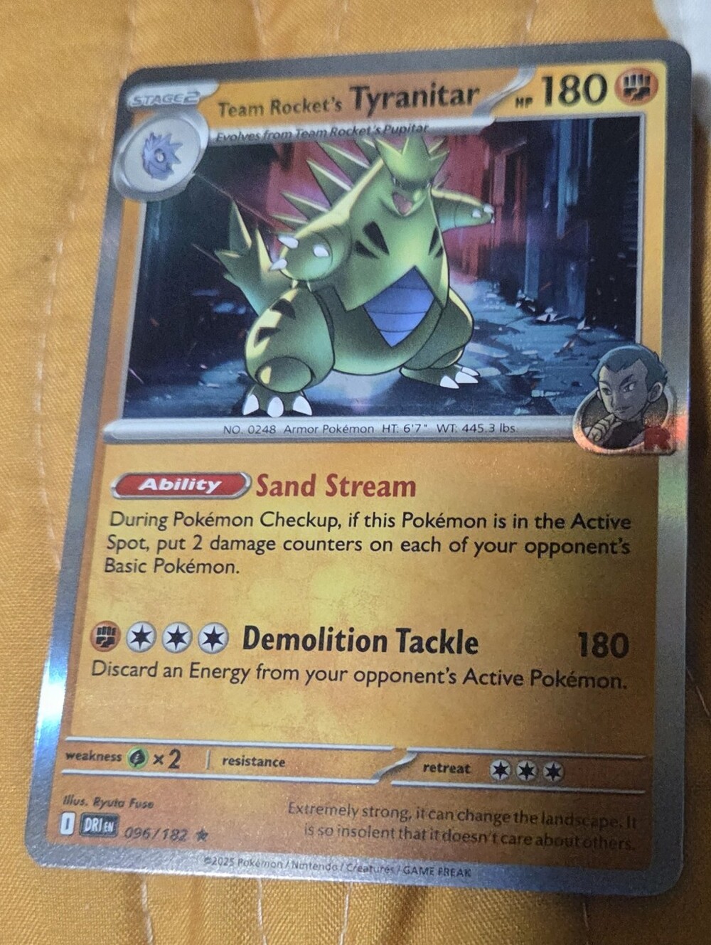 Tyranitar Trading Card - Green Holo